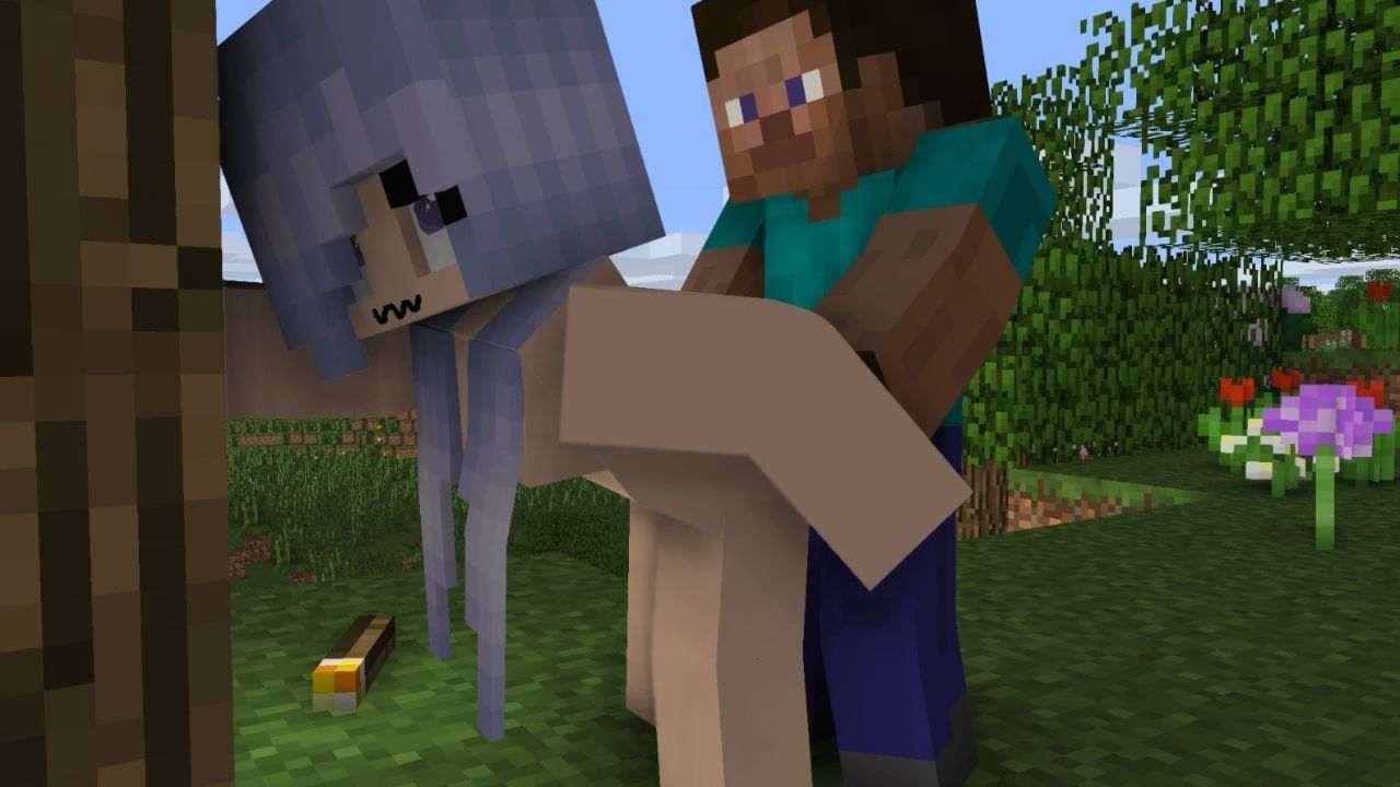 minecraft porn 2 girls and 1 shemale minecraft porn parody game video